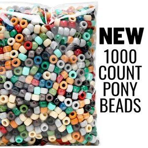 New 1000 Earth-Tone Pony Kandi Beads Craft Supplies Hair Jewelry Beads Bracelet